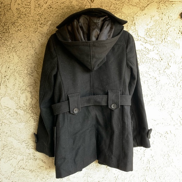 GAP Wool Button Up Pea Coat with Removable Hood - Picture 4 of 5